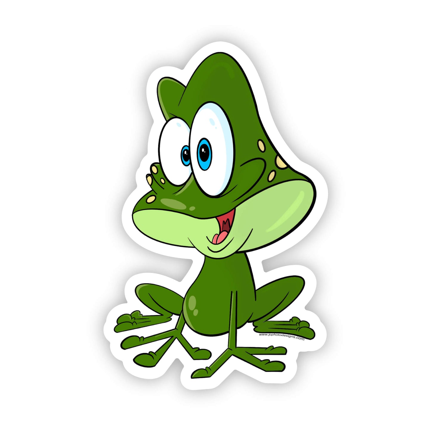 Animated Green Frog Sticker - Playful Cartoon Amphibian Sticker