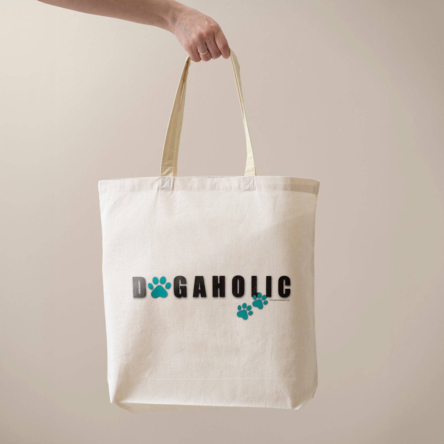 'Dogaholic' Canvas Tote Bag