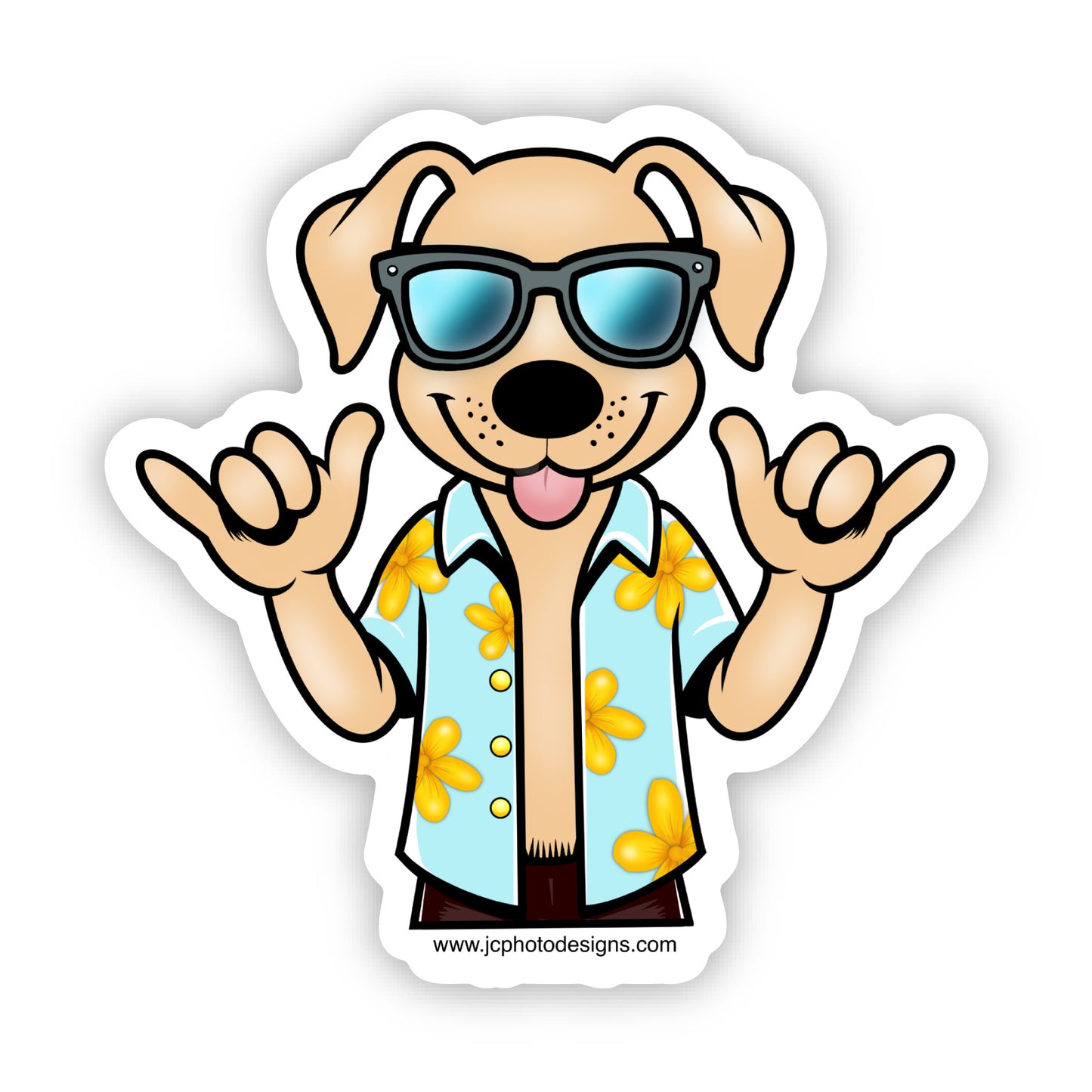 Cool Pup Sticker - Cool Canine with Sunglasses and Hawaiian Shirt