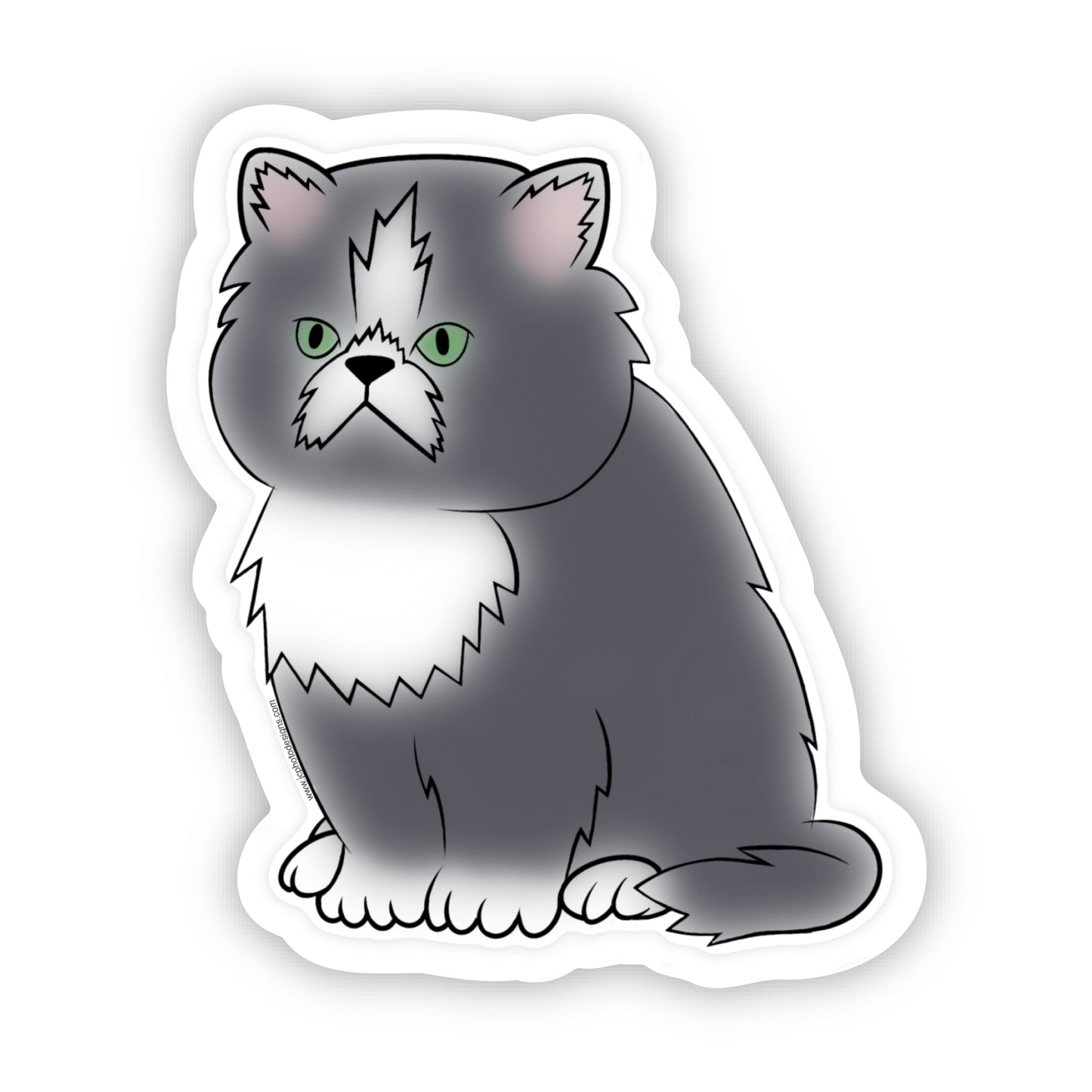 Regal Persian Cat Sticker - Lush-Furred Feline with Green Eyes Sticker