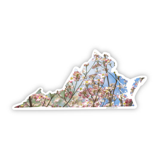 Virginia Flowering Dogwood State-Shaped Sticker - Scenic Nature Decal