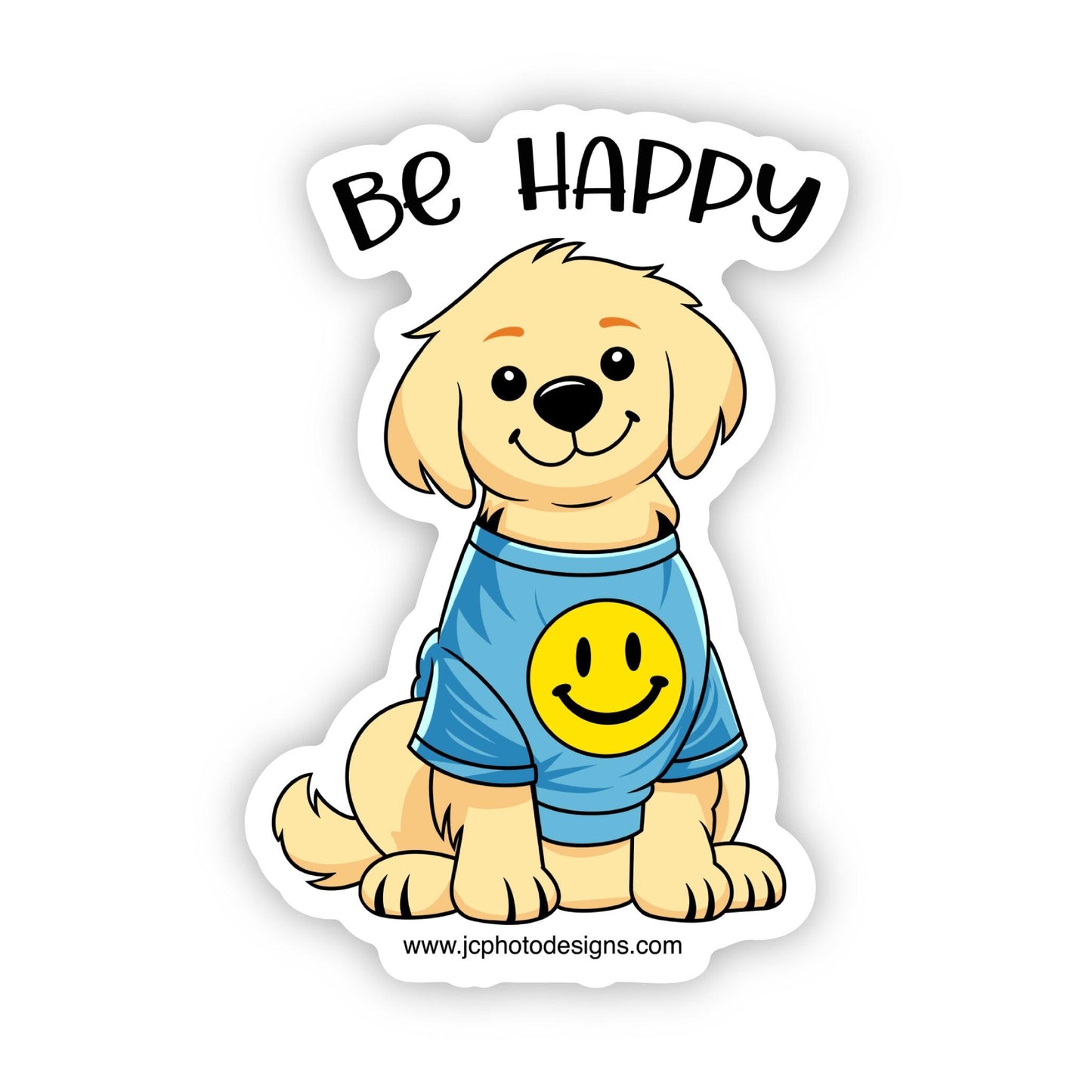 'Be Happy' Smiling Dog Sticker - JC Designs
