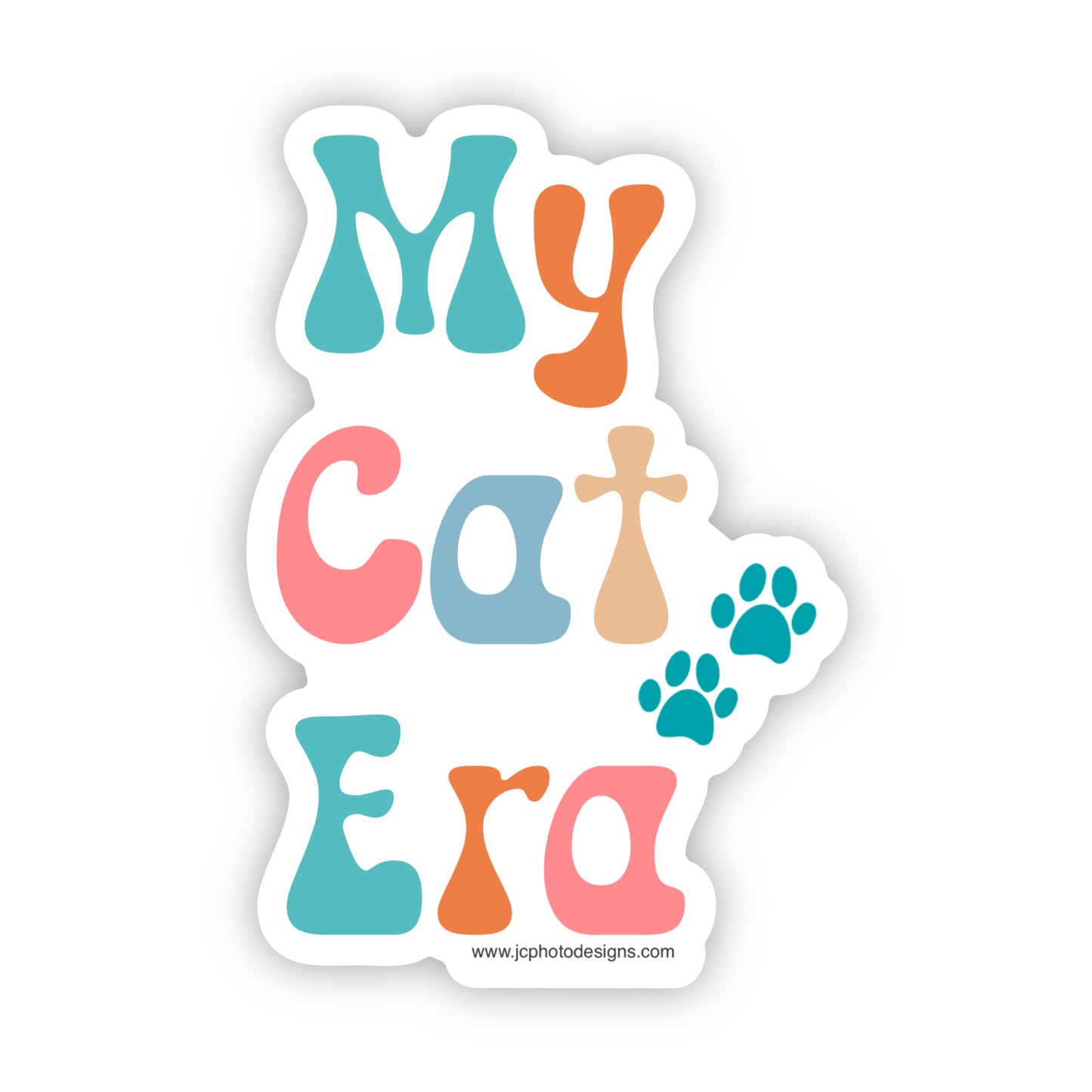 My Cat Era Pastel Sticker - Whimsical Feline Paw Print Sticker