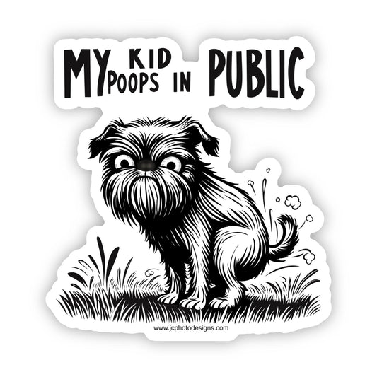 Funny 'My Kid Poops in Public' Dog Sticker for Pet Owners - JC Designs