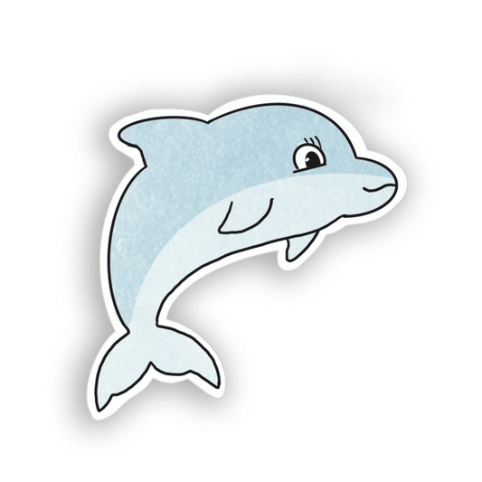 Graceful Blue Dolphin Sticker - Playful Ocean Mammal Sticker - JC Designs
