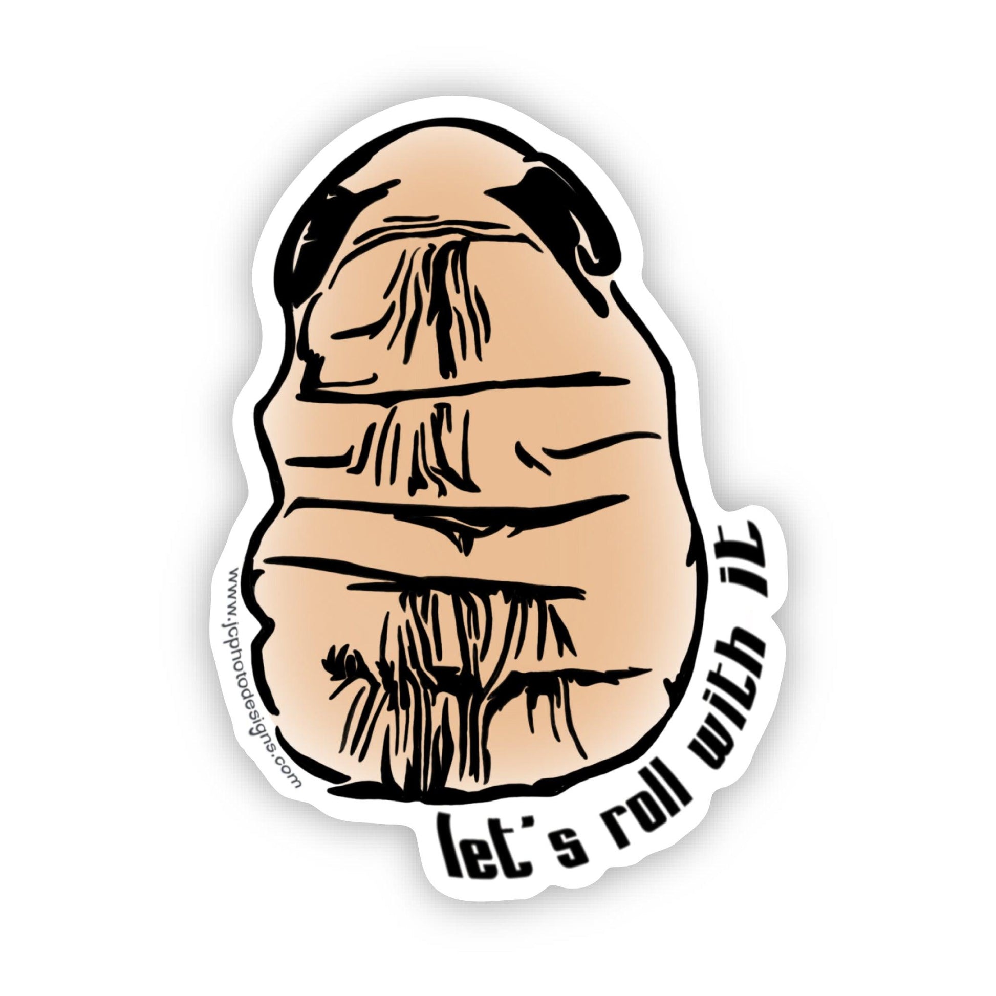 Let’s Roll with It Pug Sticker – Quirky Dog Phrase Sticker - JC Designs