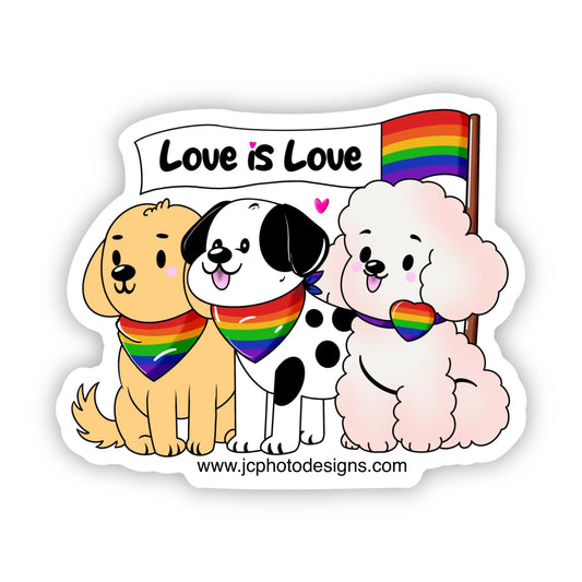 'Love is Love' - Pride Dogs Celebration Sticker - JC Designs