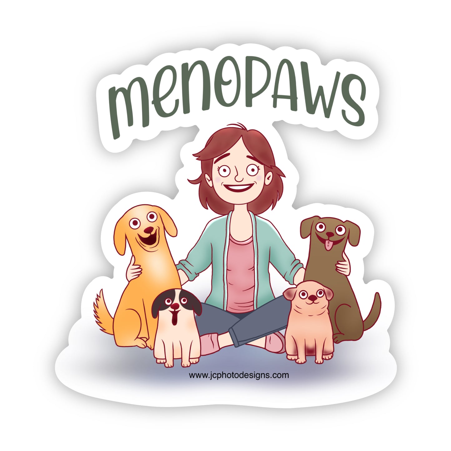 'Menopaws' Woman with her Dogs sticker