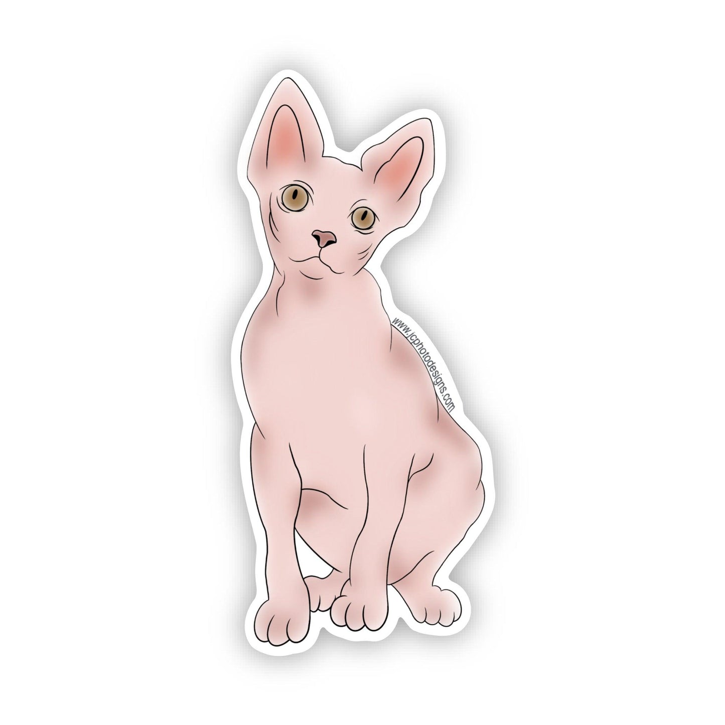 Sphynx Cat Sticker - Hairless Feline Charm Sticker - JC Designs